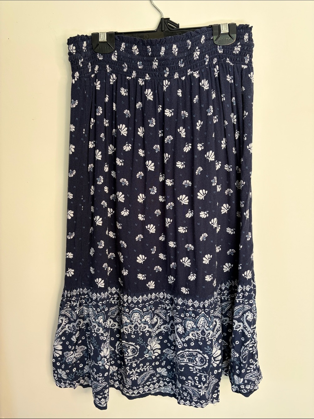 Floral Print Midi Skirt smocked cottagecore - Picture 6 of 11